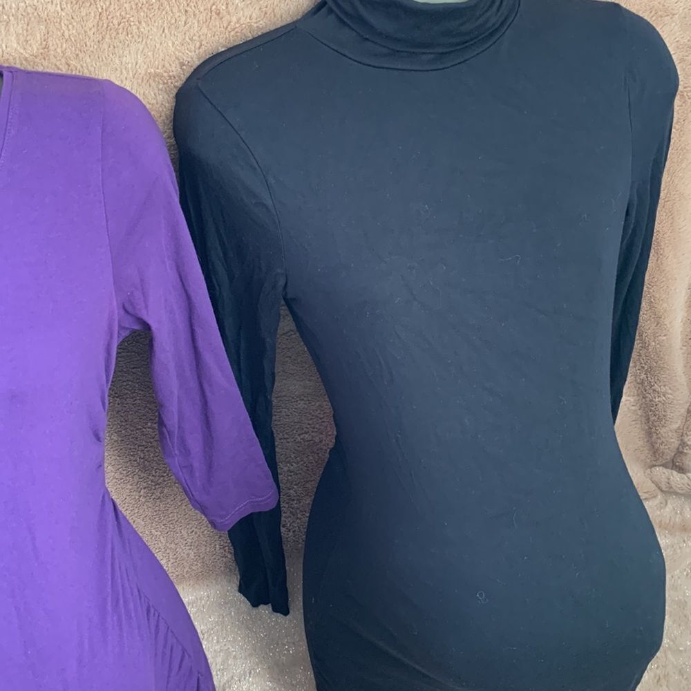Gap Maternity Set of 2 Tunic Shirts Top S Black/ Purple - Picture 6 of 13